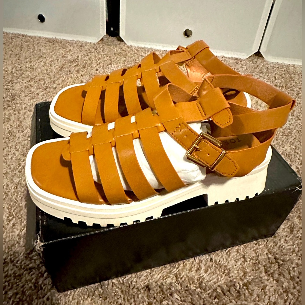 Torrid Tan Strappy Sandals with White Soles